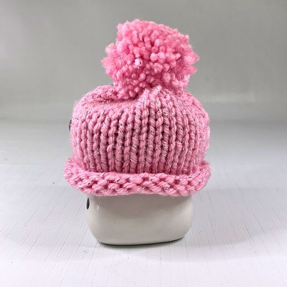 Pink Marshmallow Mug Hat Knit Hearts Rhinestone Rae Dunn Tier Tray Decor Topper - Picture 4 of 6
